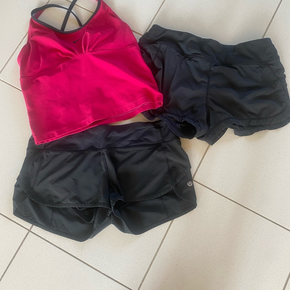 Lululemon Athletica Red and Black Activewear Set